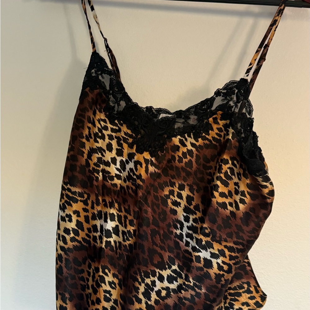 Vintage VS Leopard Print Lace Trim Cami Top